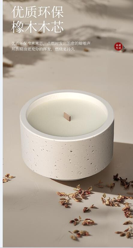 Luxury Cement Soybean Wax Wood Core Scent Fragrance Candles