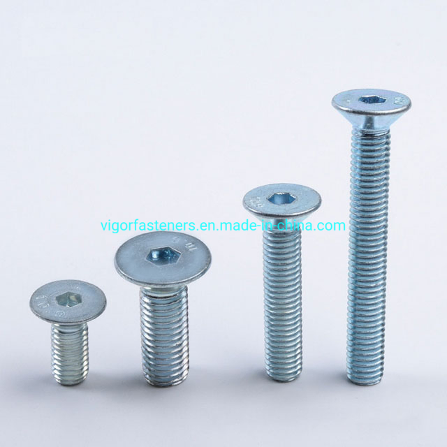 White Zinc Plated High Quality Hexagon Bolts DIN7991 Hex Socket Flat Head Screw Countersunk Head Screw Alloy Steel Grade 10.9