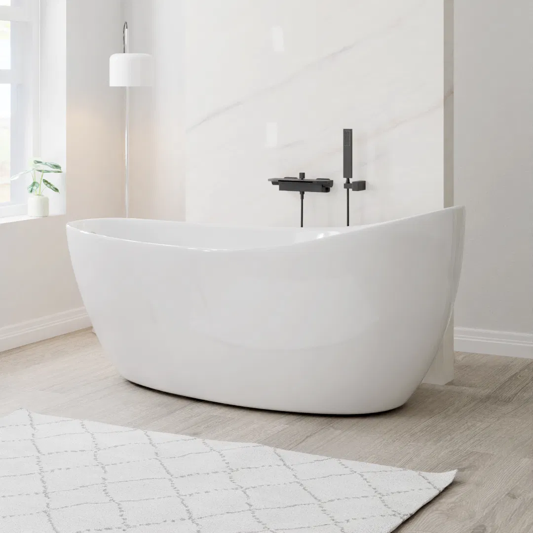 Ванна акриловая отдельностоящая классическая в форме полумесяца