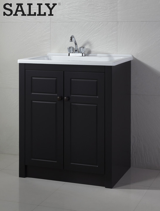 Sleek Modern Black Double Bowl Vanity Sink for Laundry