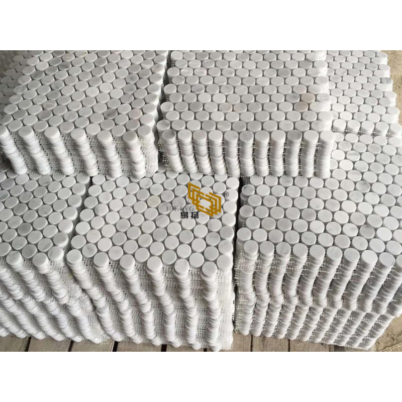 Мозаичная плитка Кастро из белого мрамора