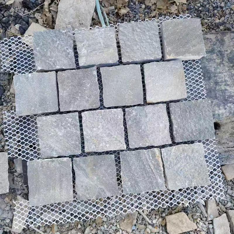 High Quality Mesh Yellow Grey Slate Mosaic Tiles for Villa Exterior Wall and Paving
