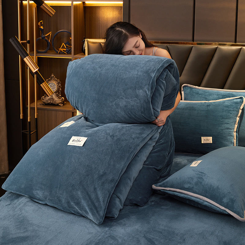 Solid Color Nordic Style Duvet Cover Home Winter Warm Twin Queen Size Milk Velvet Duvet Cover