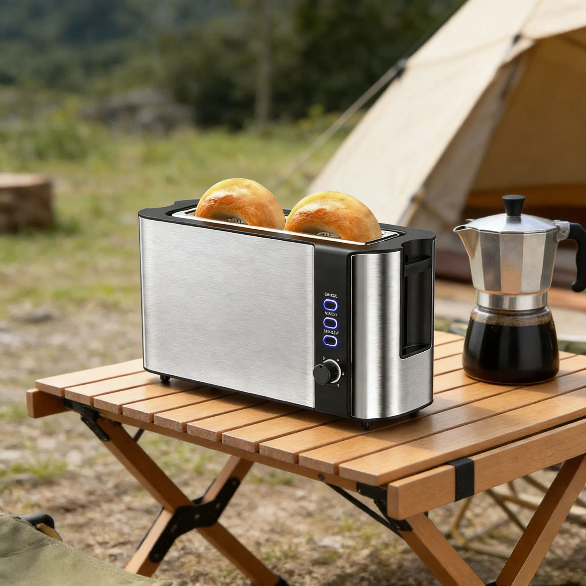 2-Slice Stainless Steel Bread Toaster Maker Breadmaker Machine with Digital Display