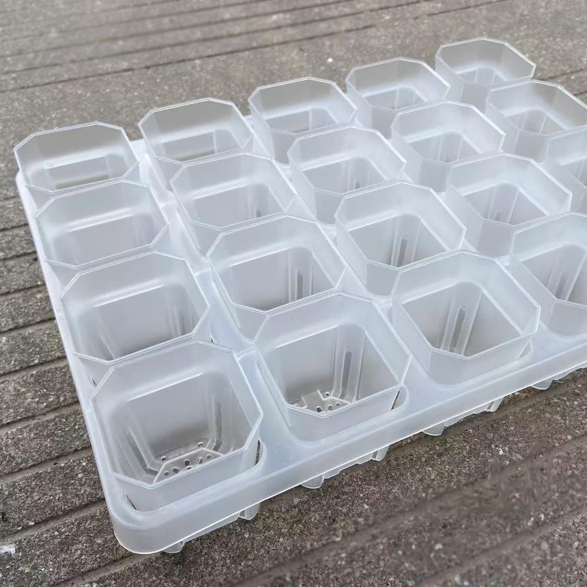 Горшок цветочный квадратный прозрачный пластиковый высокий