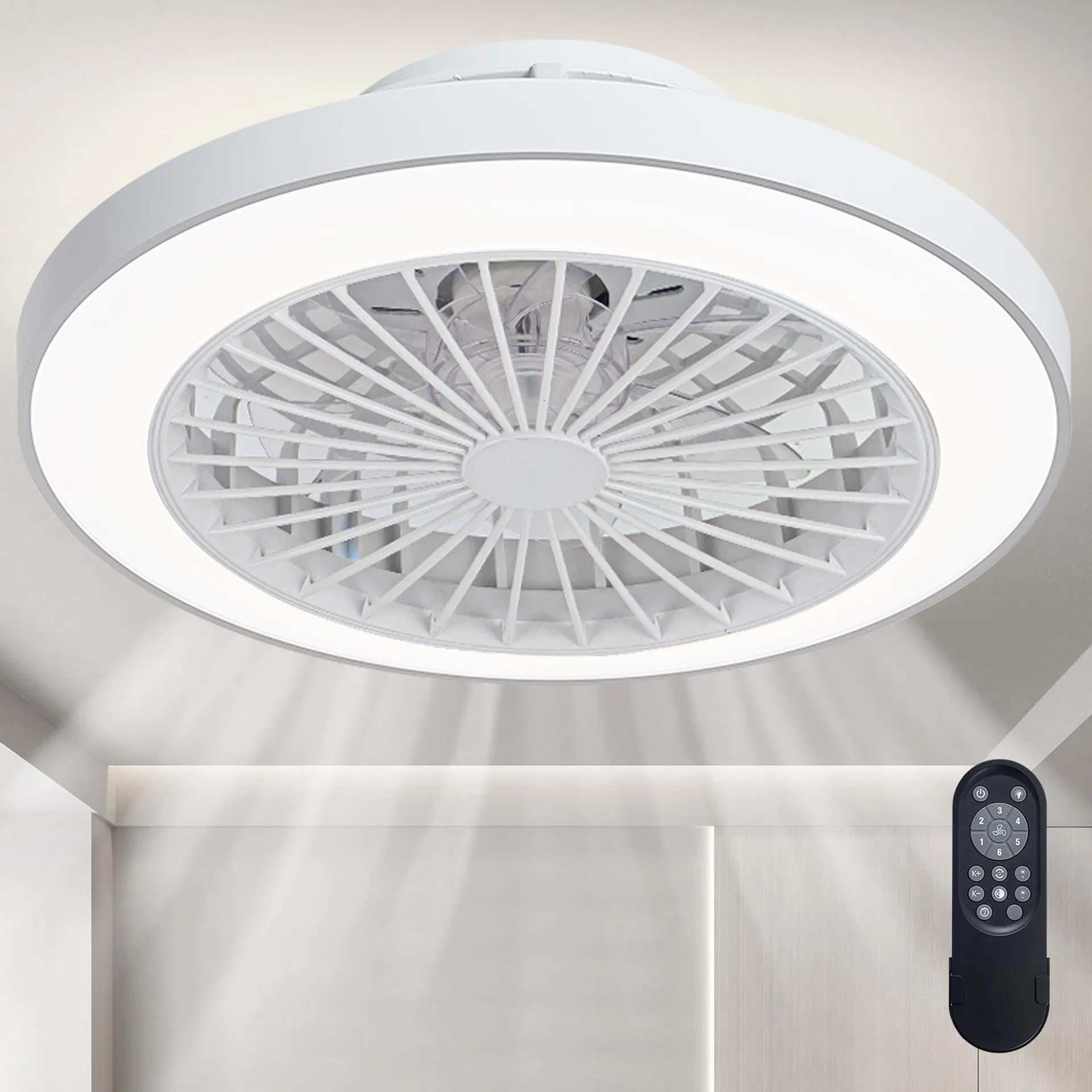 Low Noise Bedroom Small 220 Volts Remote Control APP Control Smart Modern Chandelier LED Ceiling Fan with Light