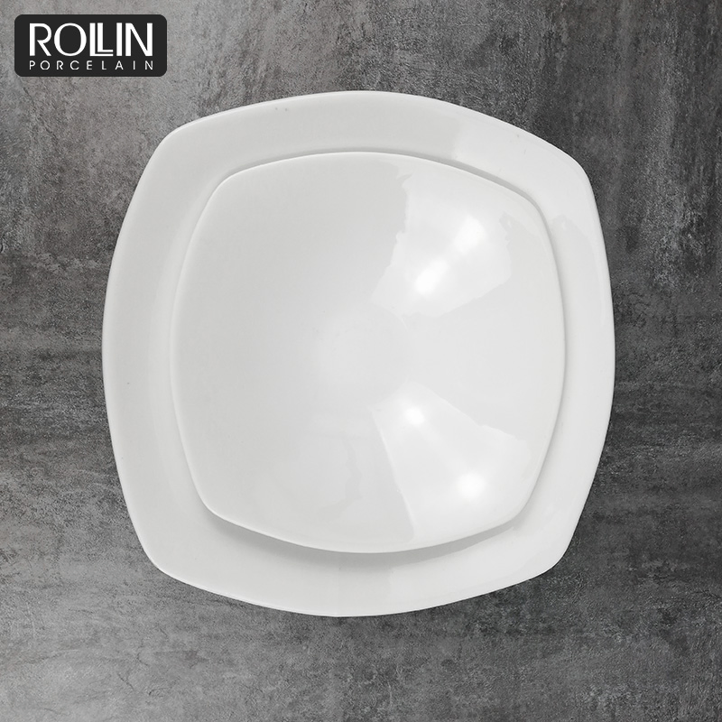 Wholesale Square Nice Porcelain Shallow Square Salad Bowl