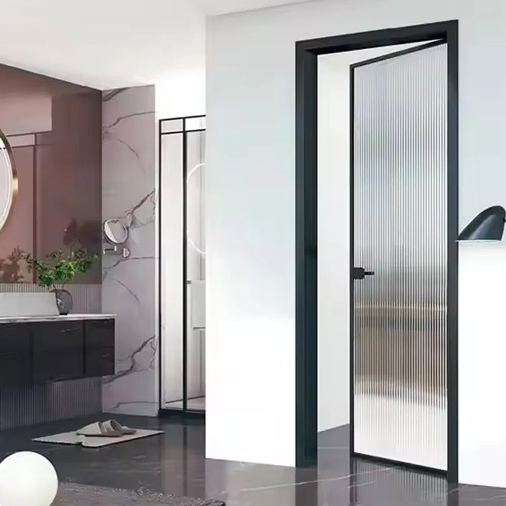 Customized Glass Aluminum Bathroom Door Interior Frosted Glass Bathroom Door for Home
