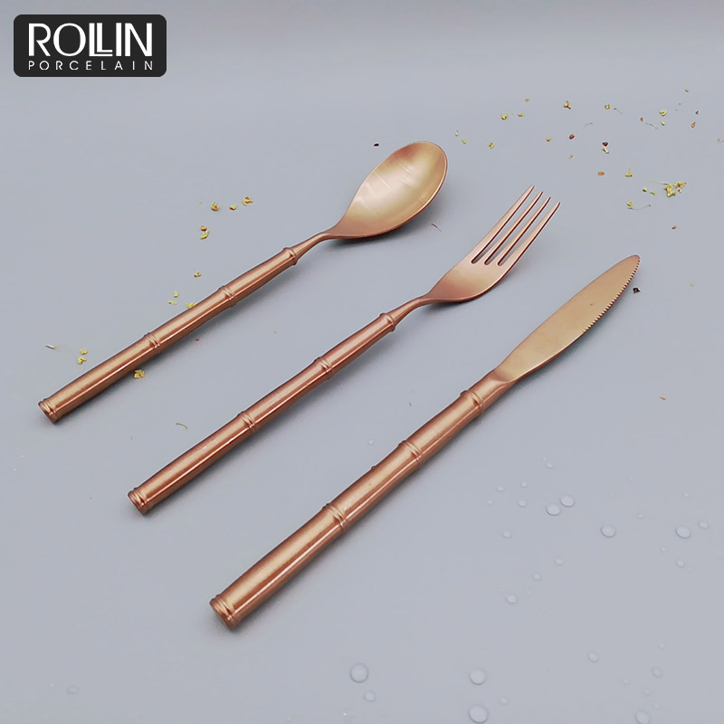 Rose Gold Color Table Knife Fork Spoon for Hotel