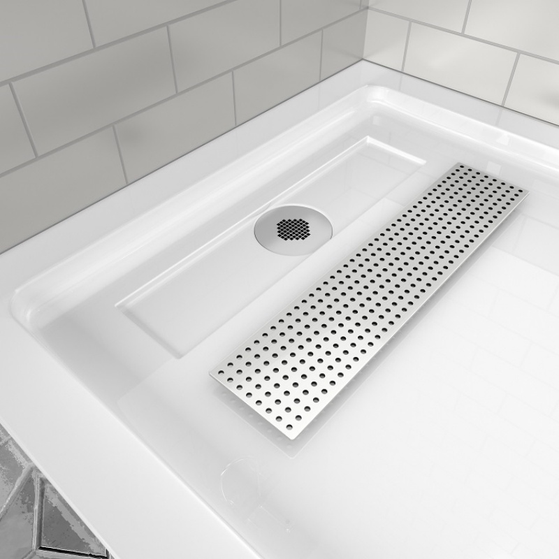 Stainless Steel Drain Cover White Rectangle Bathroom Acrylic Shower Tray with Drain