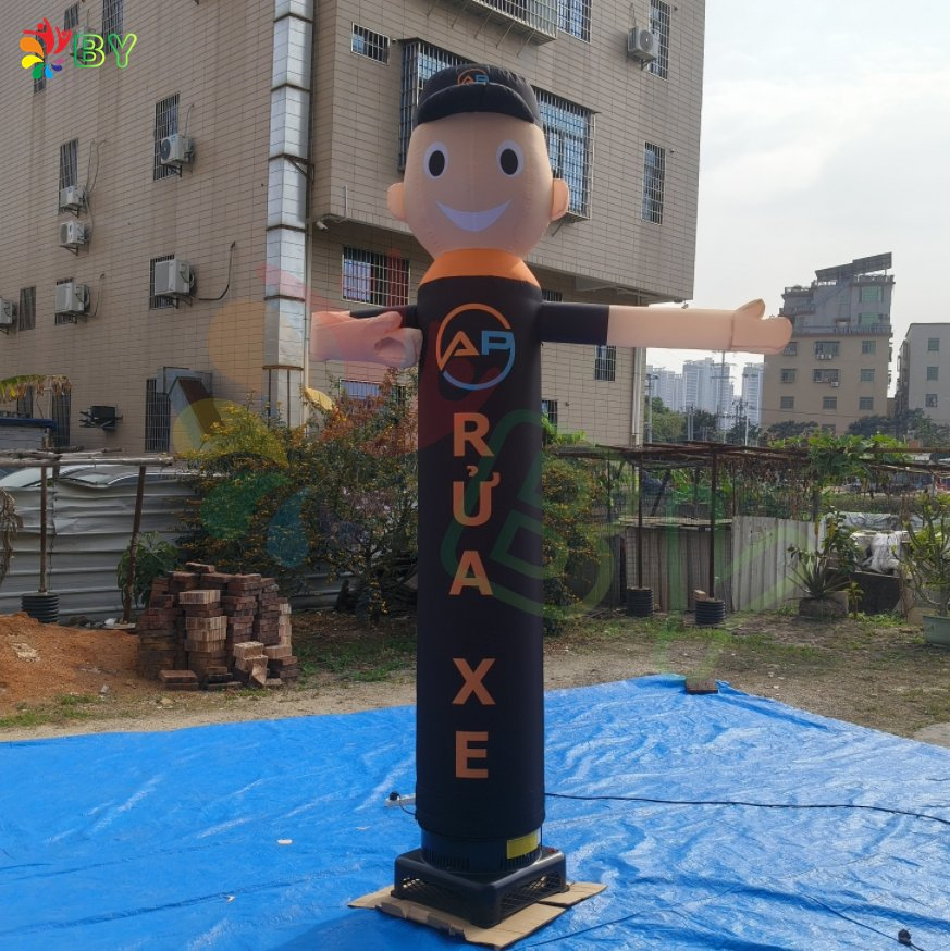 2022 Outdoor Custom 3m (10FT) H Red Inflatable Clown Moving Hand Sky Dancer Balloon for Shop/Store Advertising