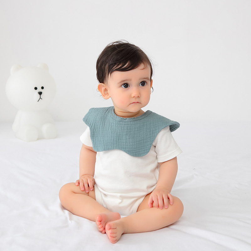 360° Rotatable Drool Bibs - 4-Layer Organic Cotton Bandana Bib for Babies