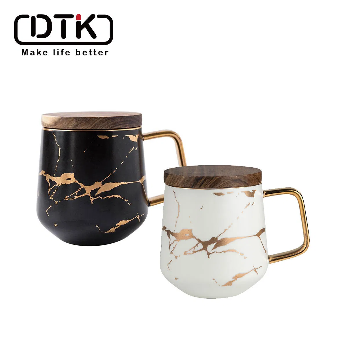 Керамическая кофейная кружка с крышкой, 12 oz