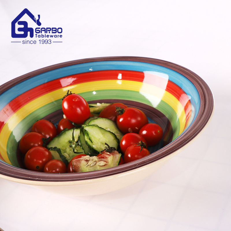 Factory Wholesale Ceramic Soup Bowl Hand-Painted 7 Inch Salad Bowl Rice Bowl Stoneware Bowls for Home Restaurant Hotel
