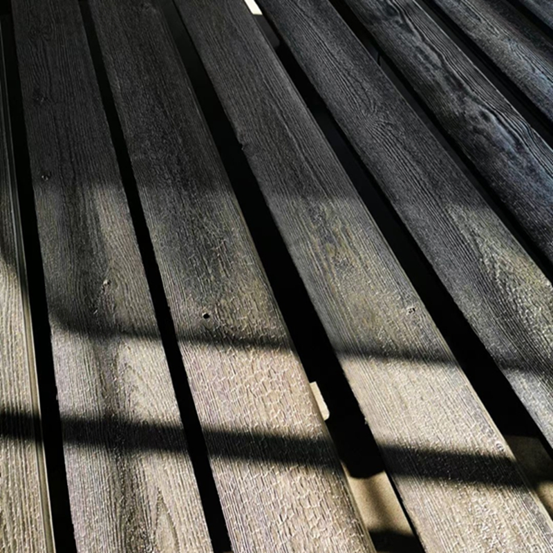 Grey Color Modern Embossed Brushed Pattern Yakisugi Shou Sugi Ban Charred Wall Panels Facade