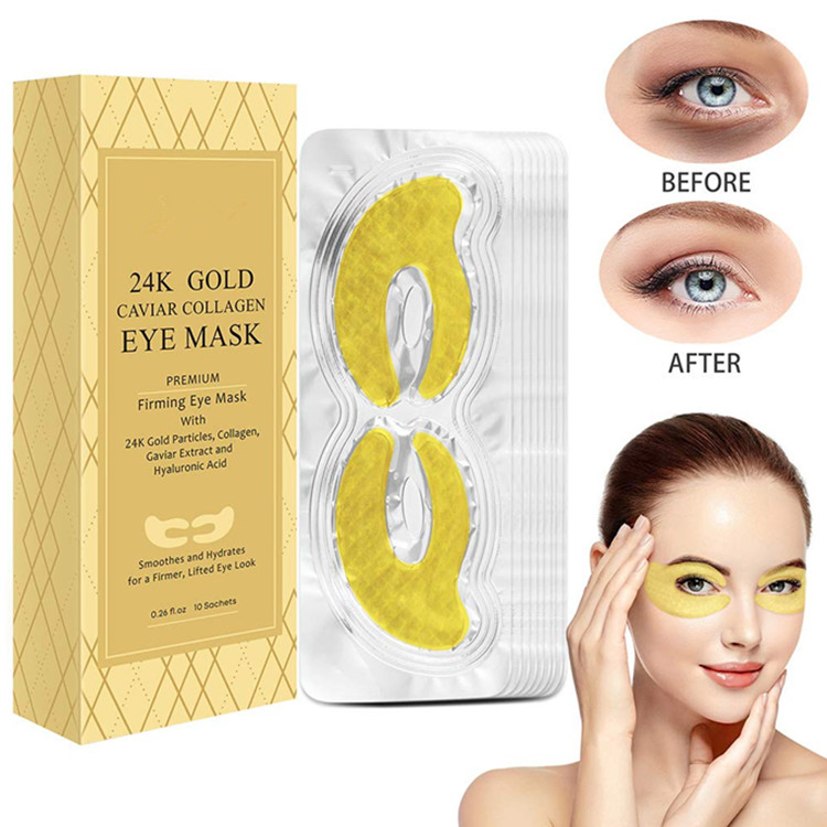 Custom 24K Gold Caviar Collagen Under Eye Patches Eye Anti-Wrinkle Treatment Mask