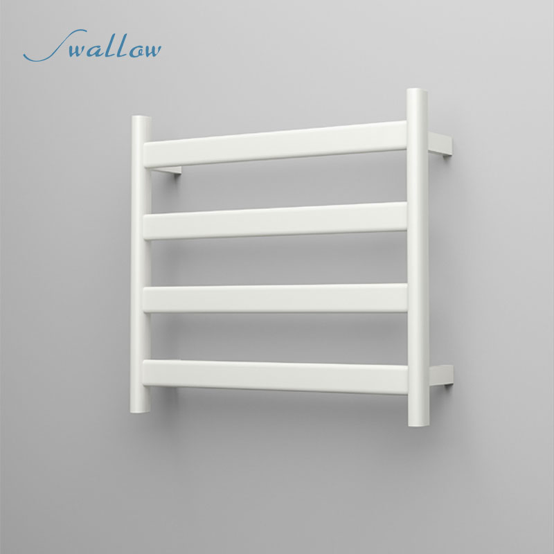 Straight 4-Bar Hardwired Electric Towel Warmer in Matte White or Matte Black