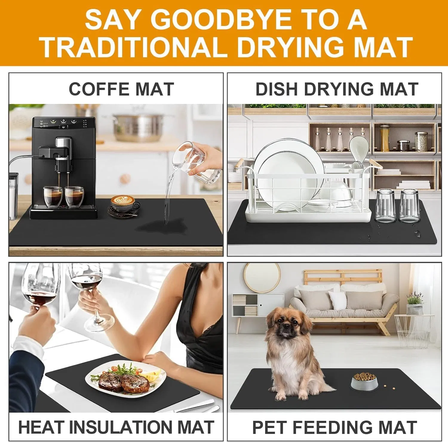 Коврик для сушки посуды из силикона