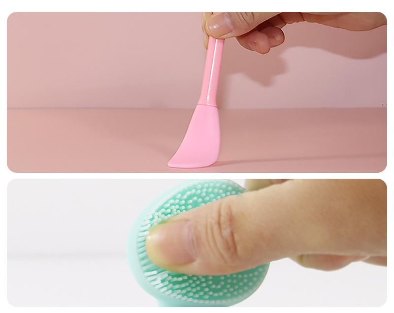Cross-Border Wholesale Silicone Face Brush Dual-Headed 2-in-1 Cleanser for Cleaning Makeup Removal & Clay Mask