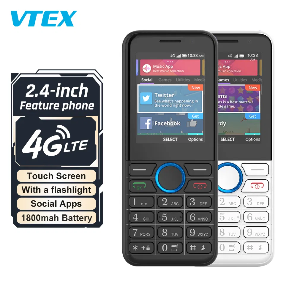 Кнопочный телефон 4G LTE с KaiOS, 2.4 дюйма, 1800 мАч