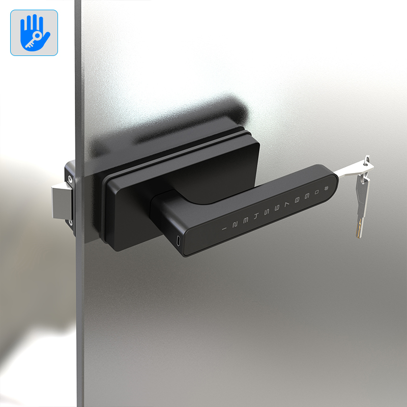 Fingerprint Aluminum Electric Sliding Glass Door Locks Unlock by Ttlock APP Password Card Keys