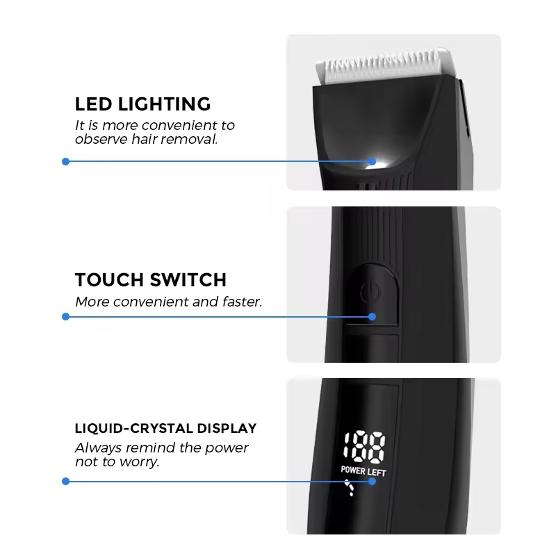 Safe Waterproof Ceramic Blade LCD Electric Hair Trimmer Men Clipper