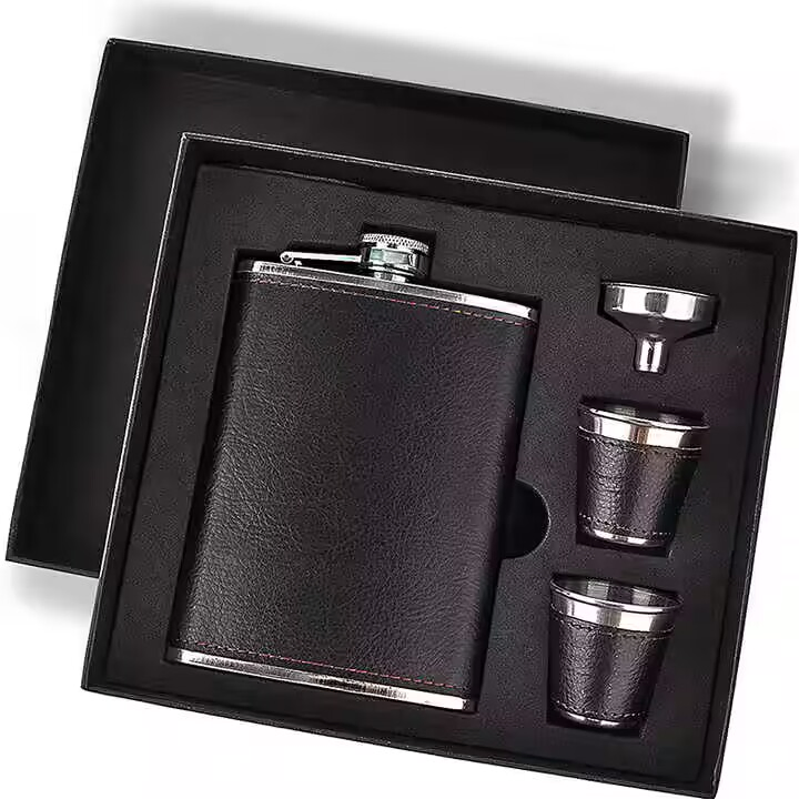 8 Oz Whisky Stainless Steel Hip Flask Set with Shot Glass Funnel for Malibu Rum New Amsterdam Khortytsa