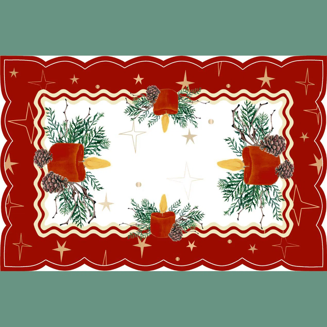 Merry Christmas Candle Digital Printed Placemat Christmas Goodies Recommend Table Mat