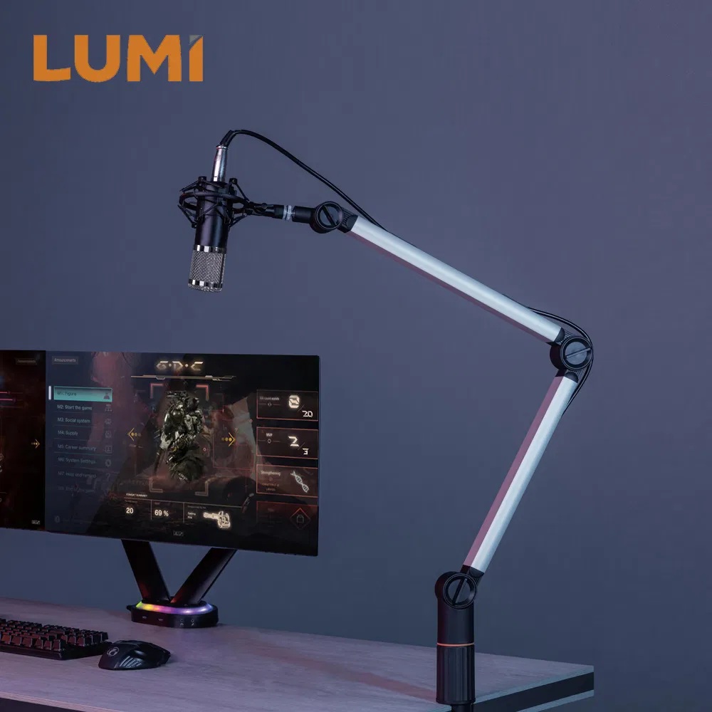 Customized Microphone Boom Stand with Adjustable Scissor Arm for Youtuber Karaoke Gaming Recording