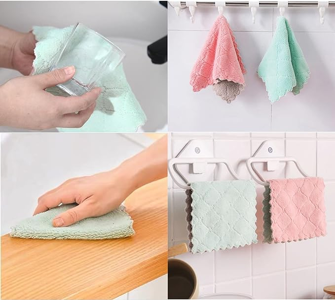 Microfiberkitchen Towel Quick Dry Washcloth Coral Velvet Dishtowel