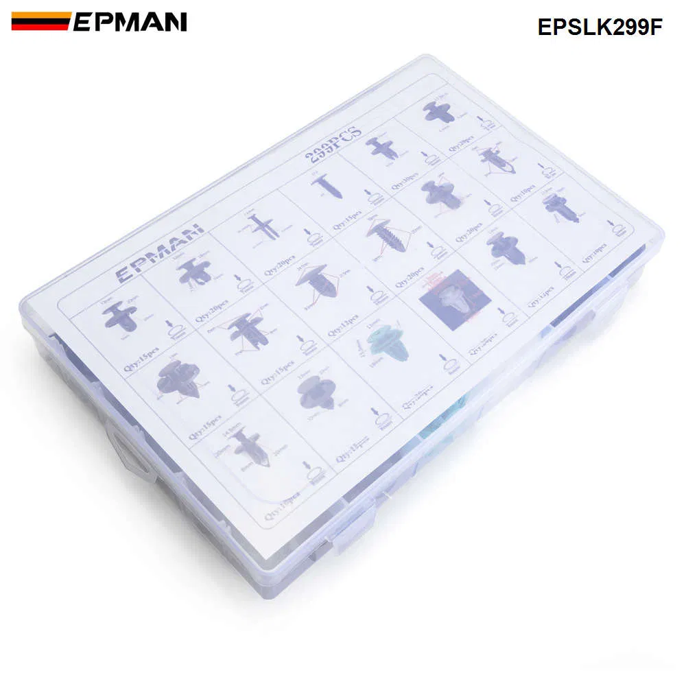 Epman 299PCS Car Body Push Pin Rivet Clip Fastener Kit
