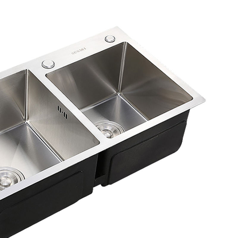 Single Bowl Stainless Steel Pressed Kitchen Sink with Drainboard Above Counter Installation
