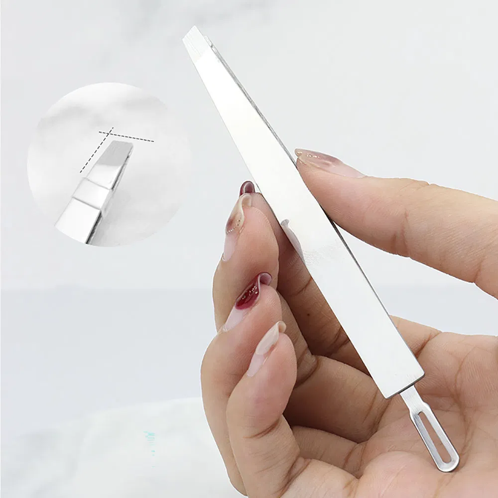 Slanted Stainless Steel Eyelash Tweezer Double Side Multifunction Squared Lashes Eyebrow Tweezers