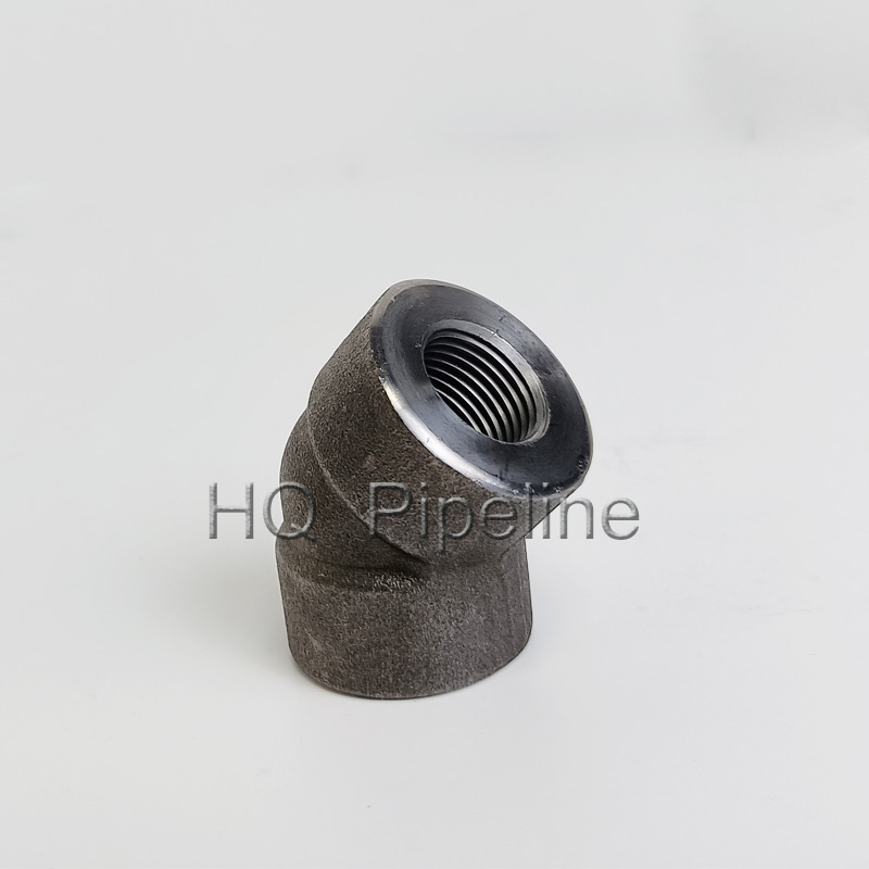 ASME B16.11 Forged Stainless Steel 45 Degree Socket Weld Threaded Pipe Elbow