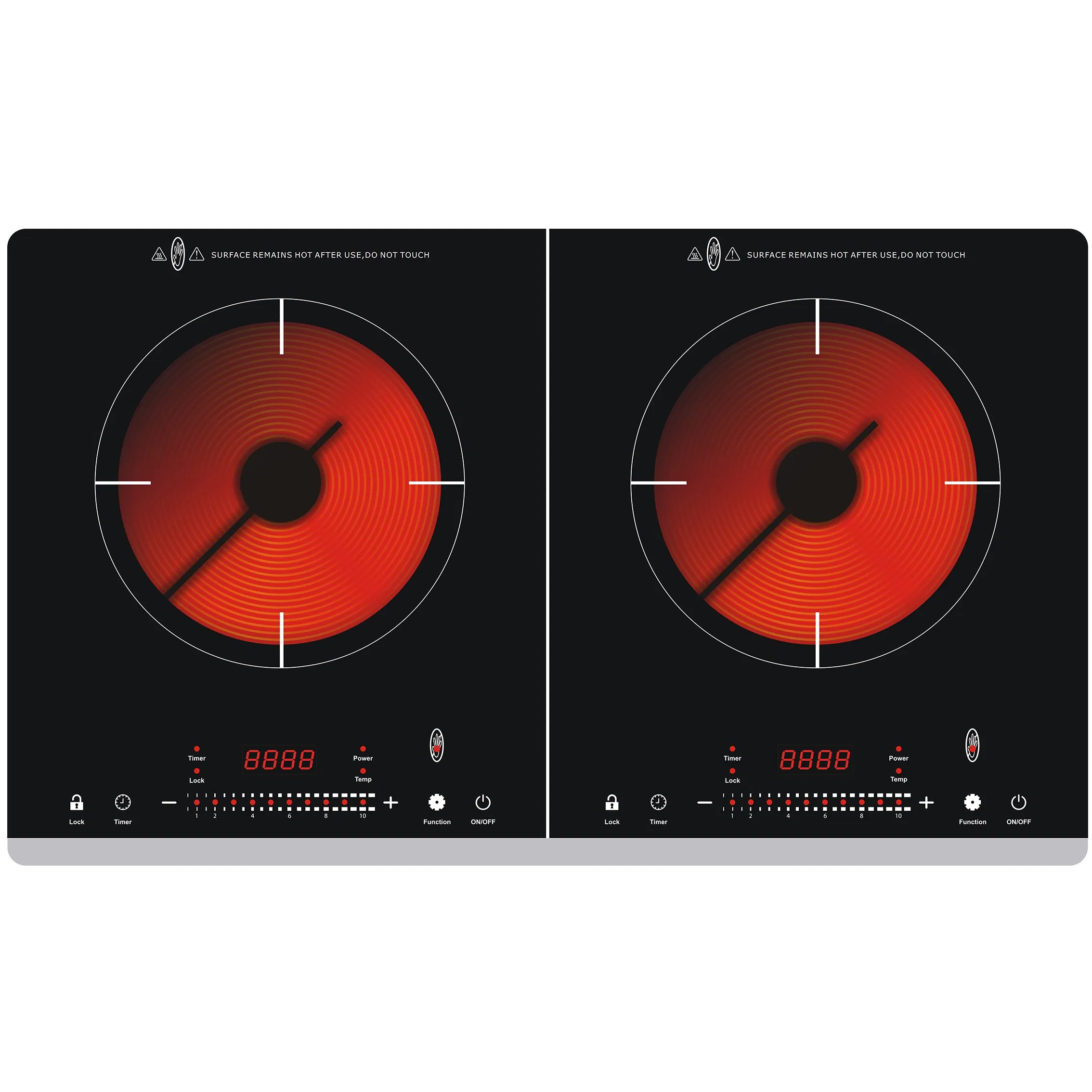 Two Burners Infrared Cooker with Hidden Handle Design 3500W High Quality Big Power Sensor Touch and Slider Control