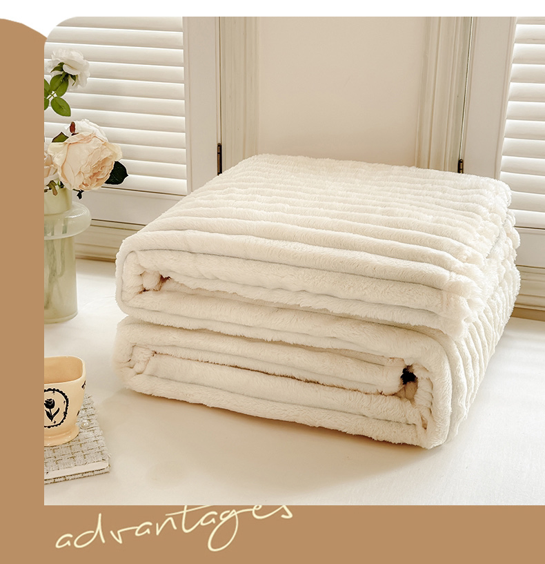 Soft Warm Thick Pretty High Quality Rabbit Fleece Blanket for Winter, Sofa Bed Throw