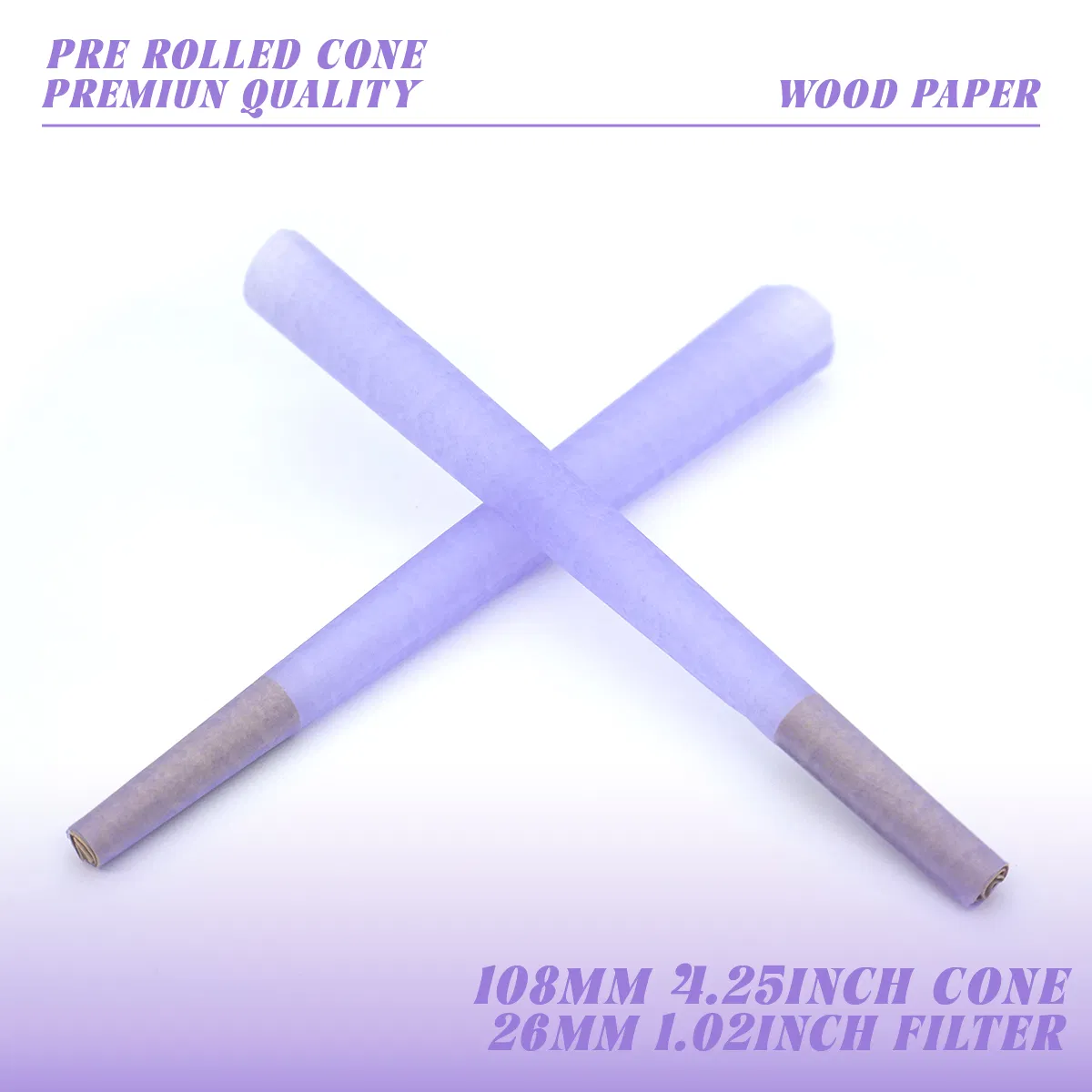 Premium Natural Purple Translucent Wood Fiber Rolling Paper Cones