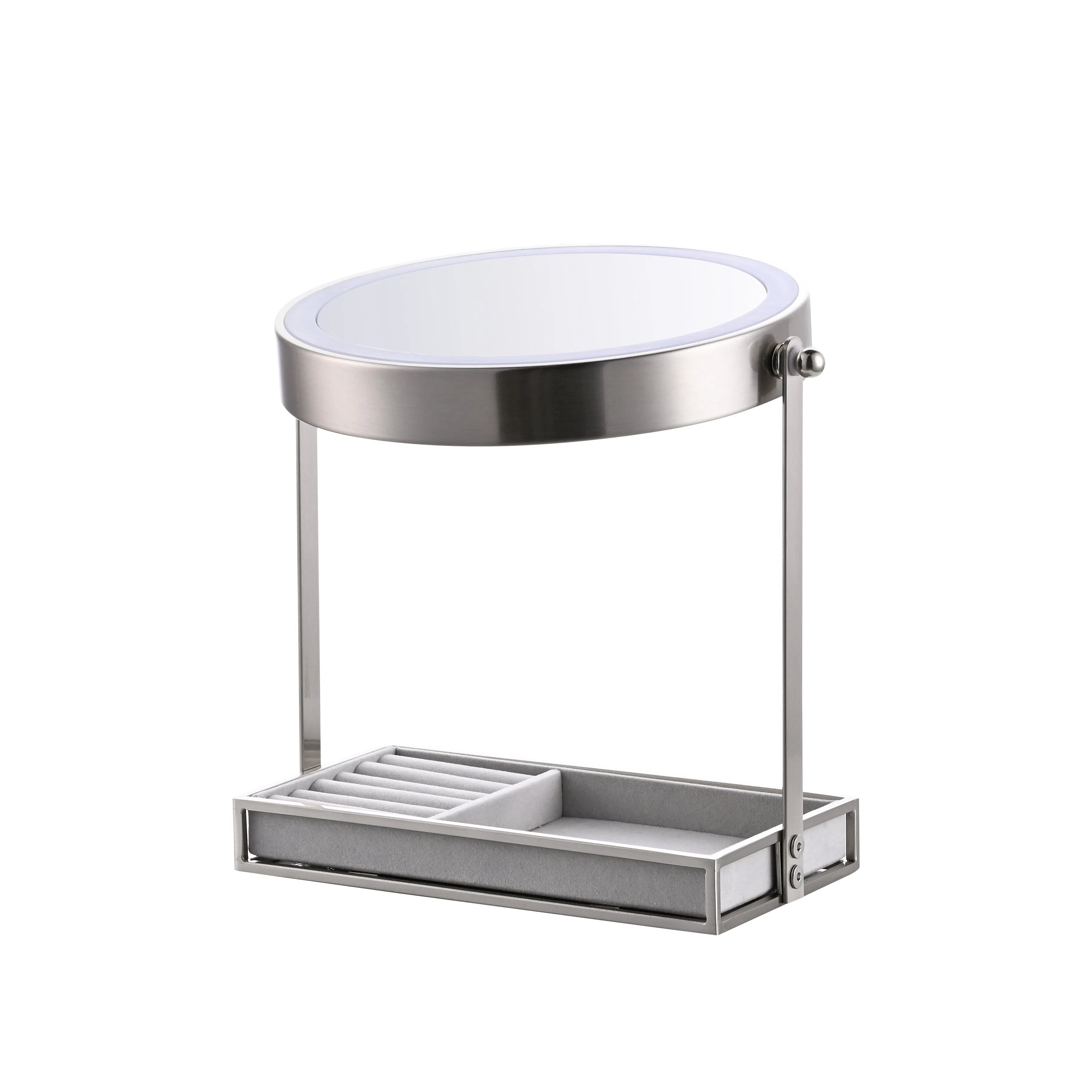 Wholesale 7 Inch Cosmetic 5X LED Magnifying Makeup Table Mirror with Tray