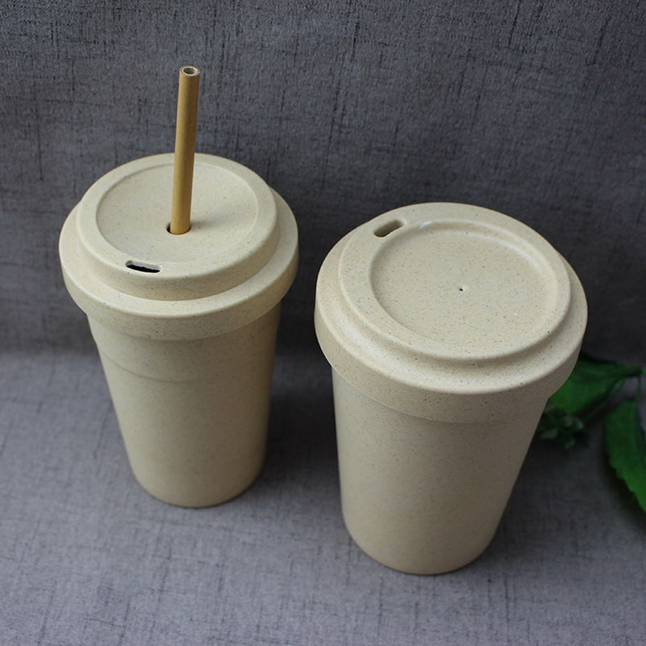 Экологичная бамбуковая кружка с трубочкой, 16 oz