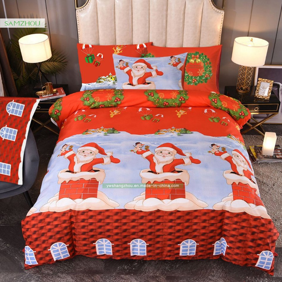 Christmas Gift Three Piece 3D Printing Bedding Set of Santa