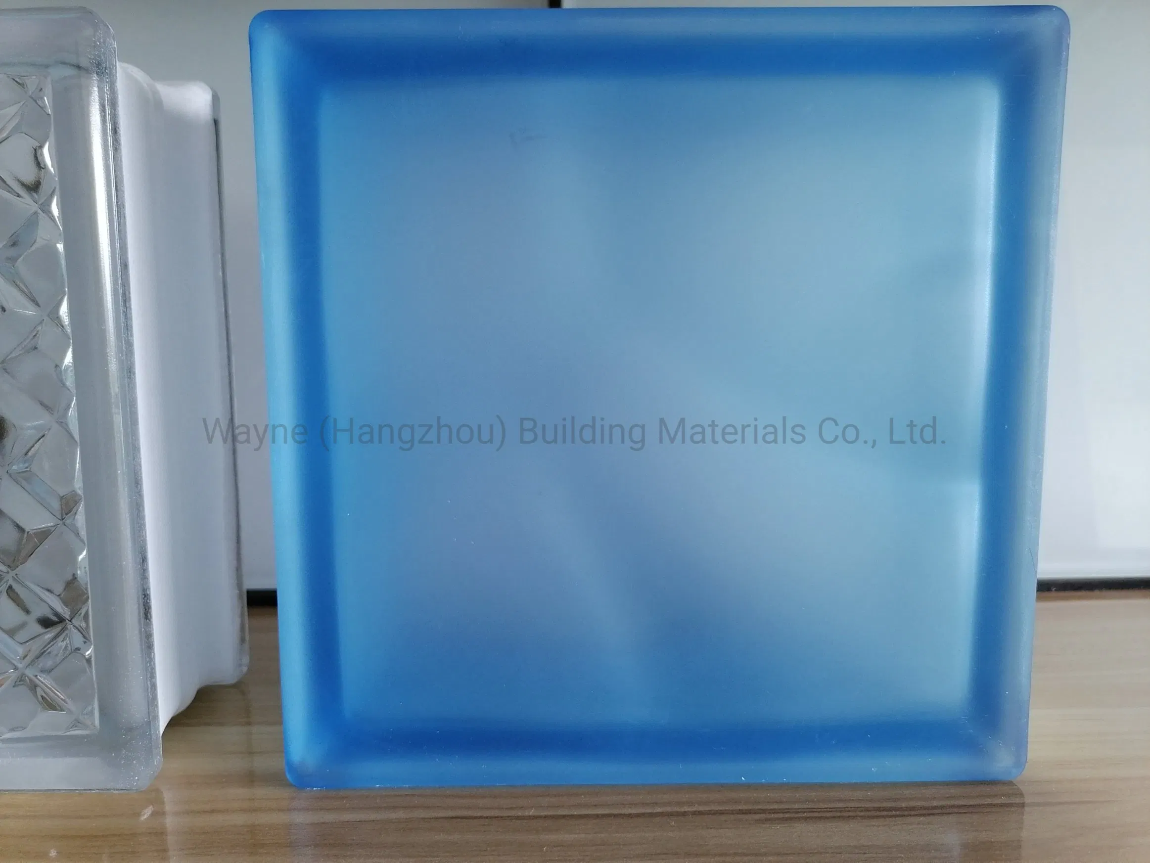 Acid Frosted Blue Incolor Decorative Glass Block 190*190*80mm From 17 Years Experience China Reliable Glass Supplier with Good Quality and Competitive Price