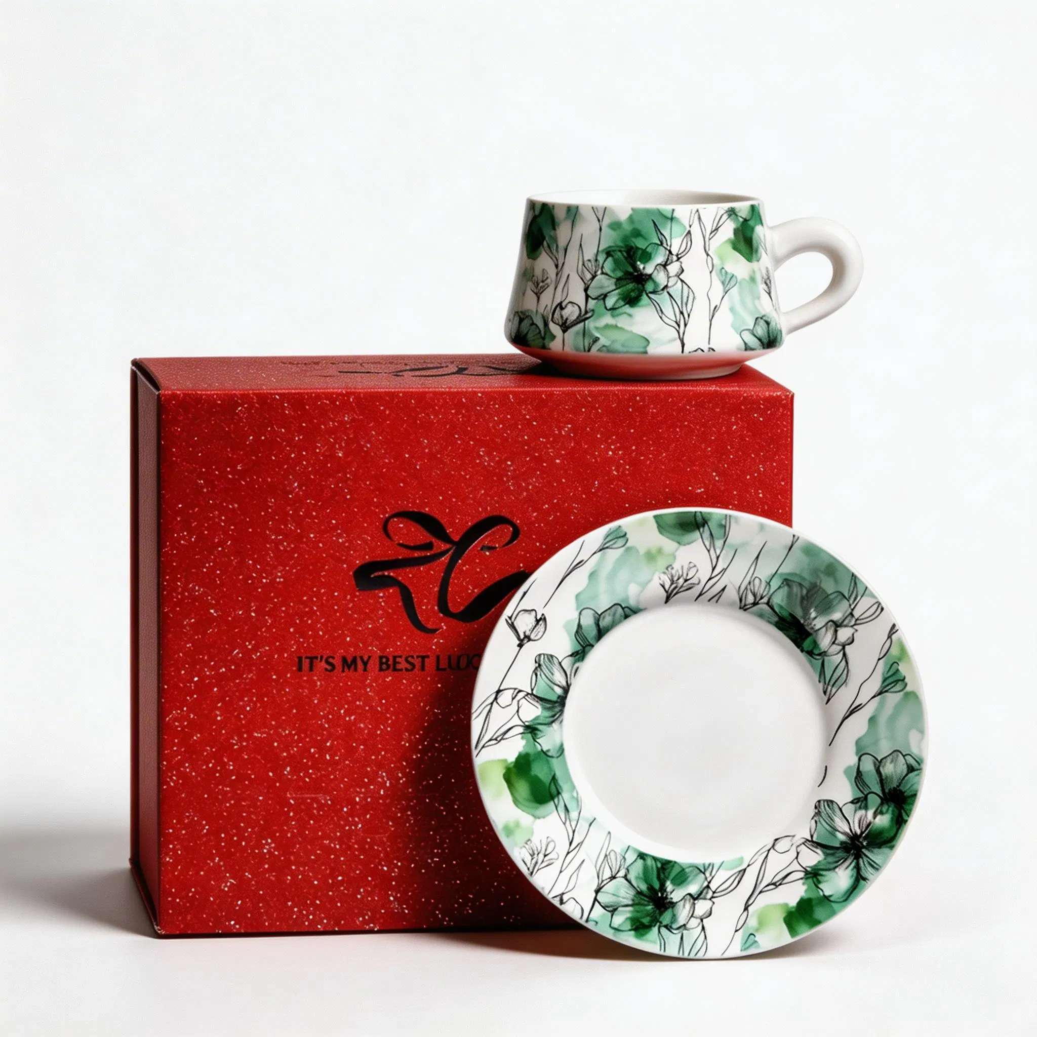Фарфоровая кофейная кружка двойная Luxury Porcelain с подарочной упаковкой