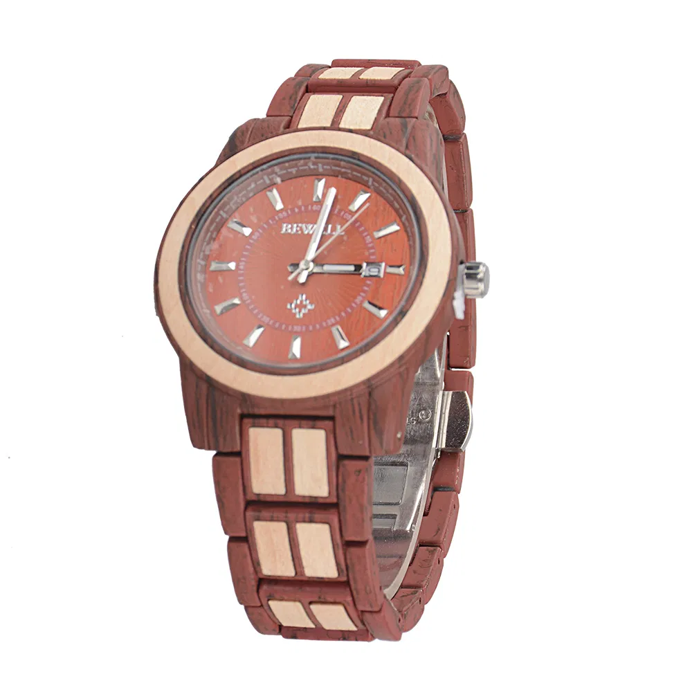 Wholesale Wrist Watch for Men and Ladies Fashionable Bewell Metal & Wood Watch Quartz Watch with Private Label