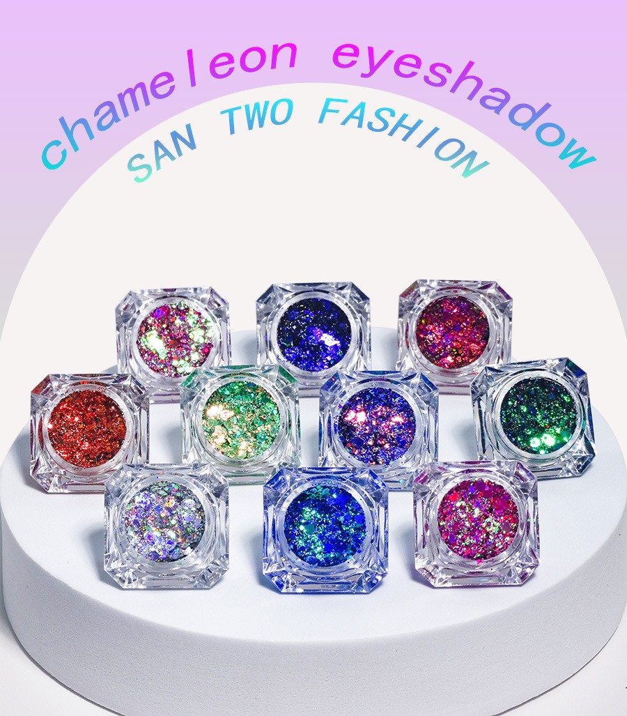 Glitter Eye Makeup Vegan Customized Logo High Pigment Chameleon Colourful Sequins Eyeshadow