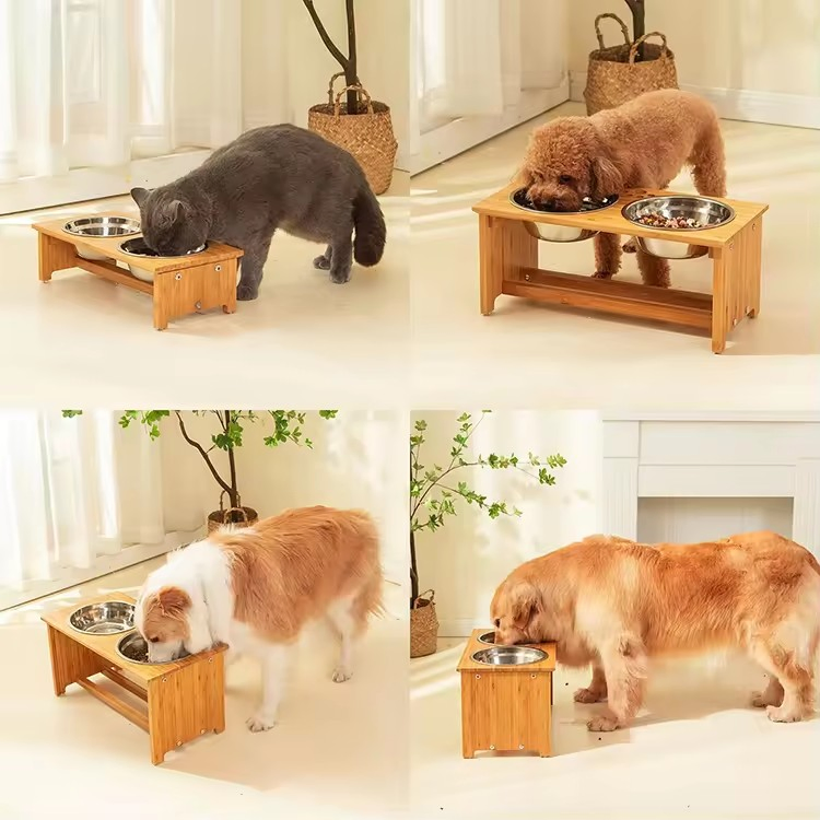 Environmentally Bamboo Friendly Wooden Healthy Material Dog Food Water Pet Bowl