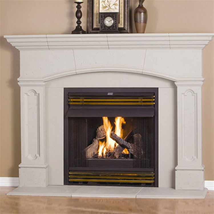 Exquisite Classic White Marble Fireplace Mantel with Stone Carvings