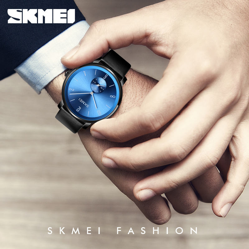 Men Leather Band Watch Skmei Wholesale Fashion Wristwatch Quartz Relogio Masculino Watches