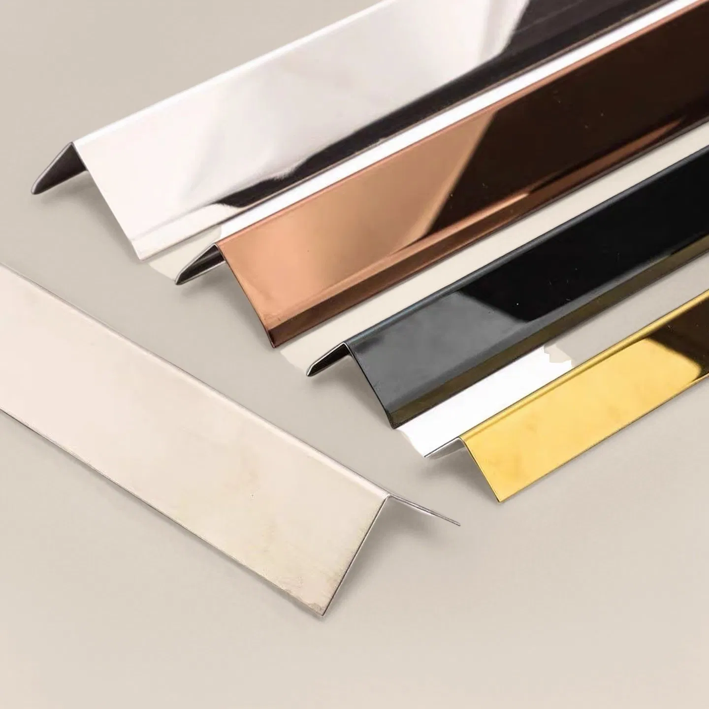 T&C L15 L-Shape PVD Color Mirror Brushed Finish L Profile Trim for Wall Corners