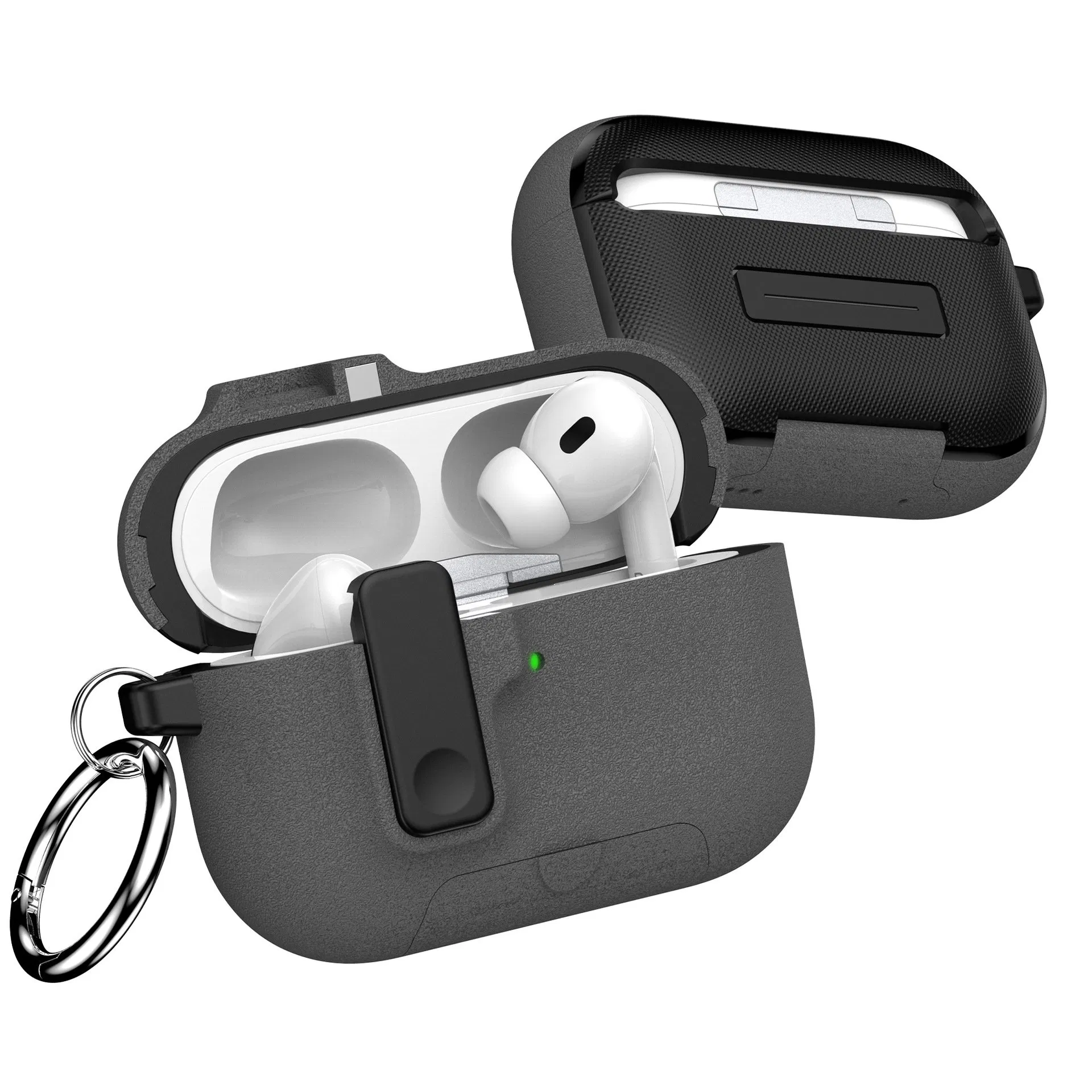 Secure Lock Case Shockproof TPU PC Hybrid Protective Cover Box with Keychain for Airpods PRO 3 Earphone Case