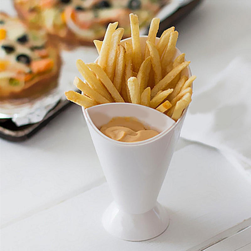 2 in 1 Fries DIP Fry Sauce Holder Dipper Cone Cup Snack Finger Food Party Bowl French Fry Cone Dipping Cups